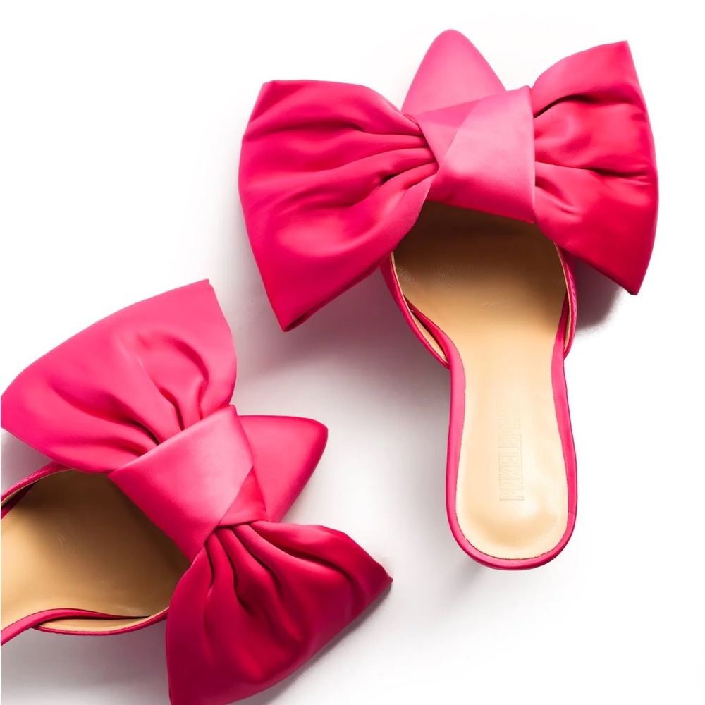 Pink Elephant Icconic Satin Bow Mules Sz 37